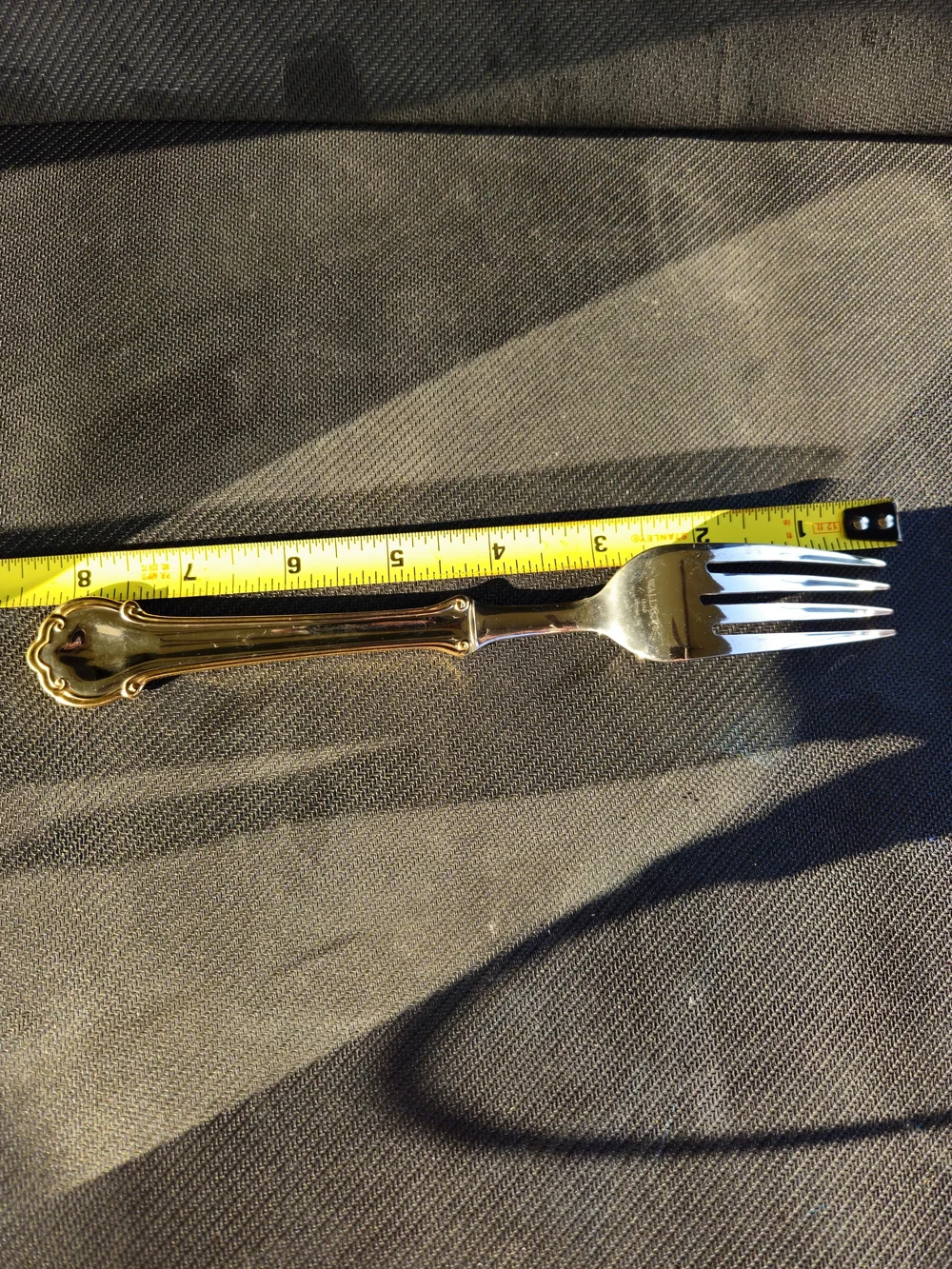 Wallace Bee Pattern Dinner Fork Stainless With Goldplate Trim.
